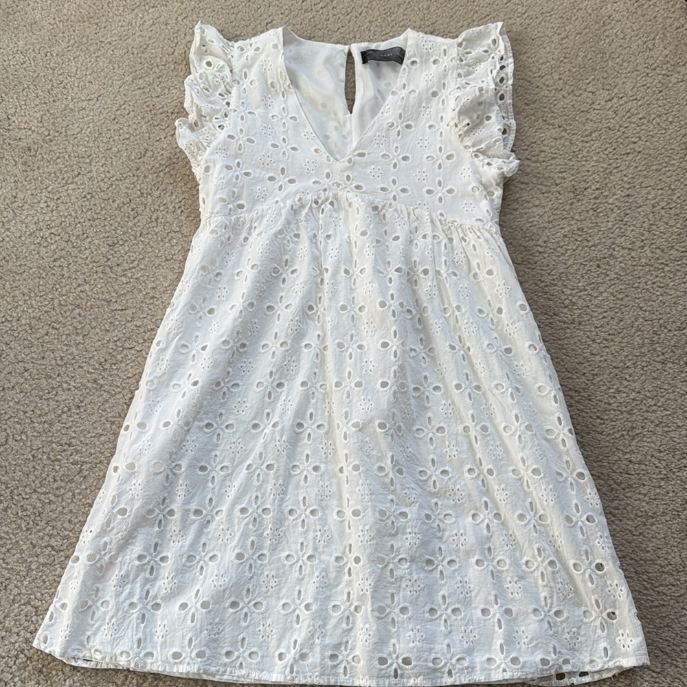 Code x Mode White Eyelet Short/Mini Dress - Size Medium